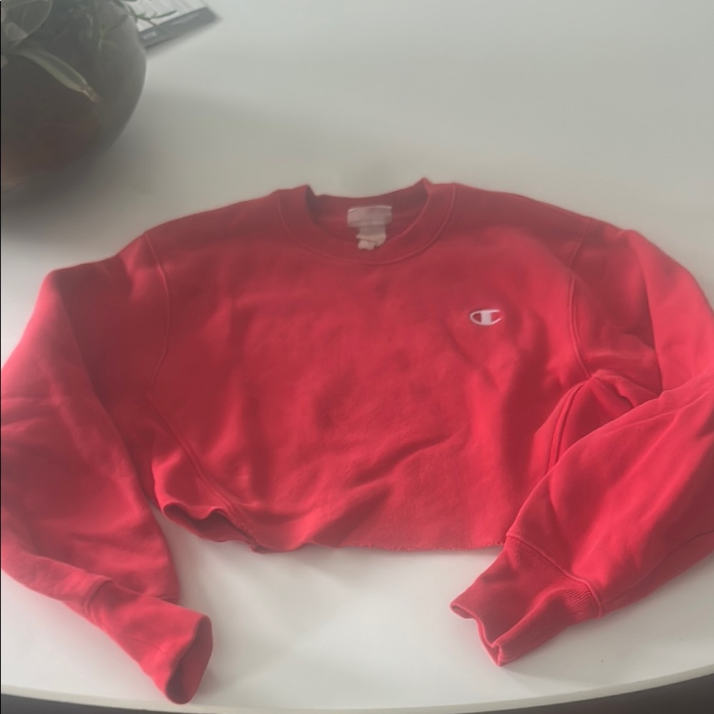 Champion Vibrant Red Cropped Sweatshirt XS